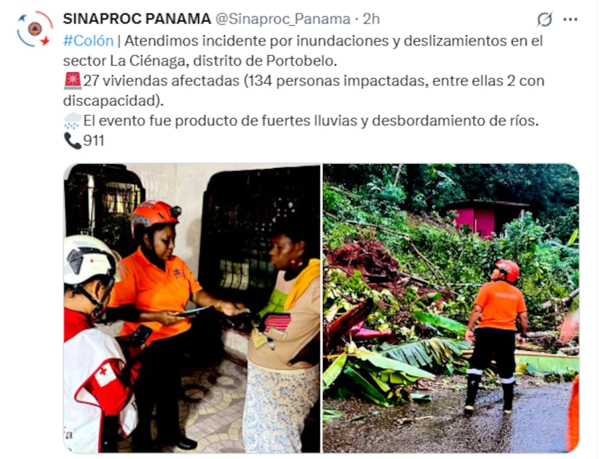 Inundaciones y deslizamientos sacuden Colón: 127 personas afectadas 