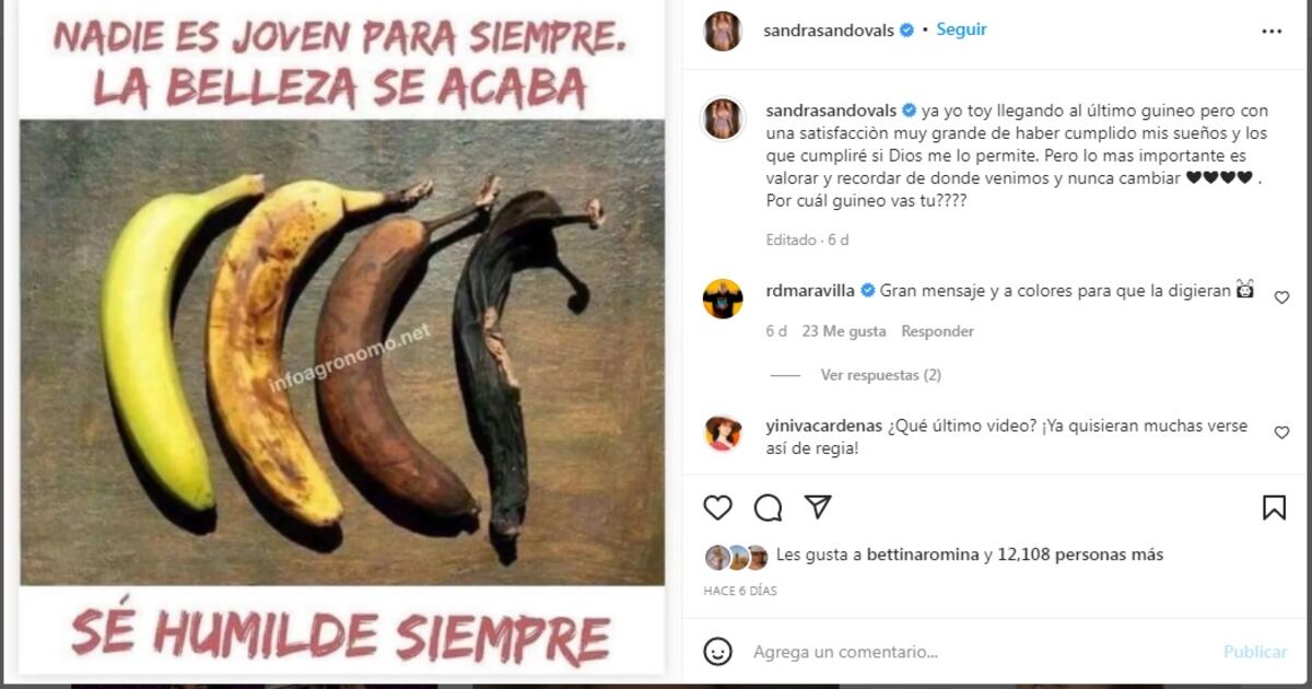 ‘Ya estoy llegando al último guineo’. Sandra dice que le cae la edad y que ‘no hay tiempo  pa’ ta llorando’. Video