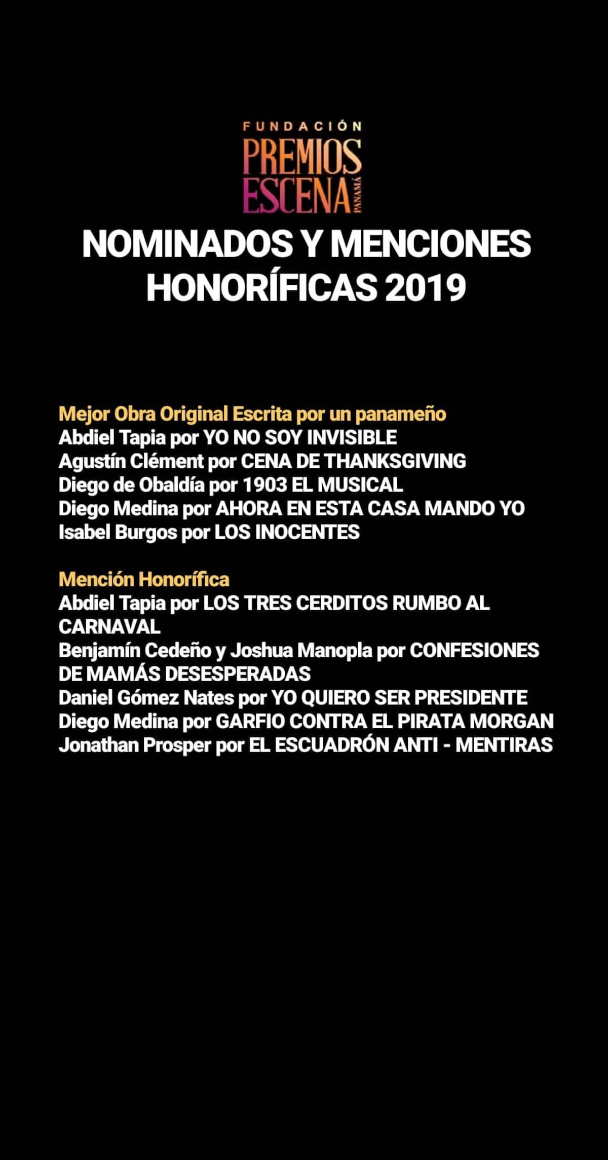 Este domingo premian a lo mejor del teatro en Panamá de manera virtual. Hasta caras de TV compiten. Entre gratis