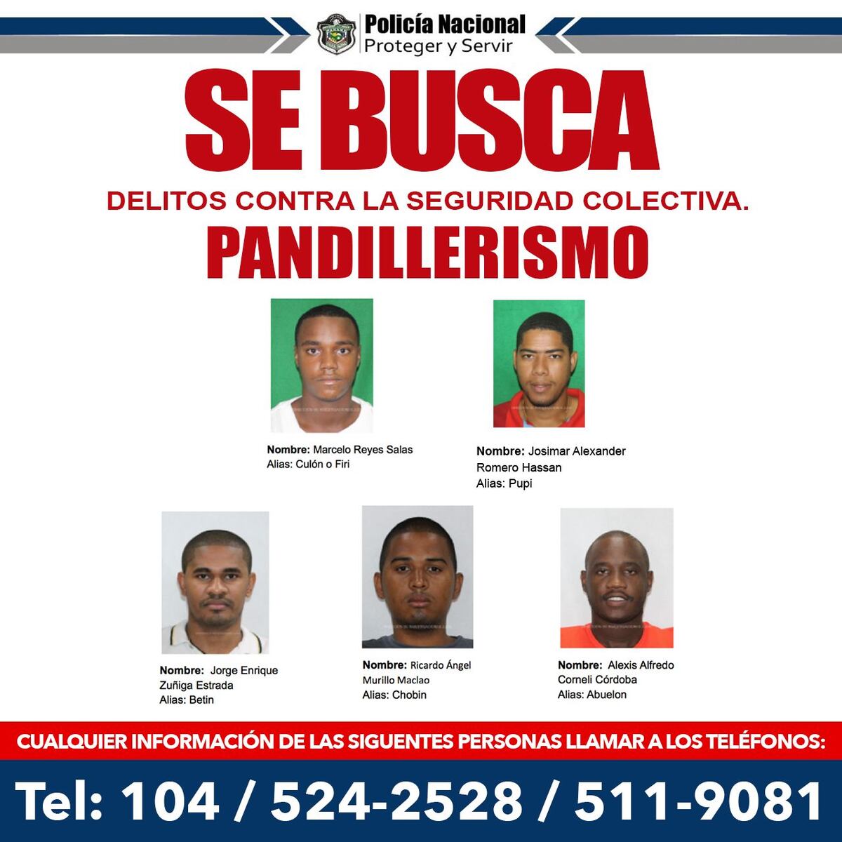 Por pandillerismo. Policía está tras la pista de 11 personas requeridas por la justicia