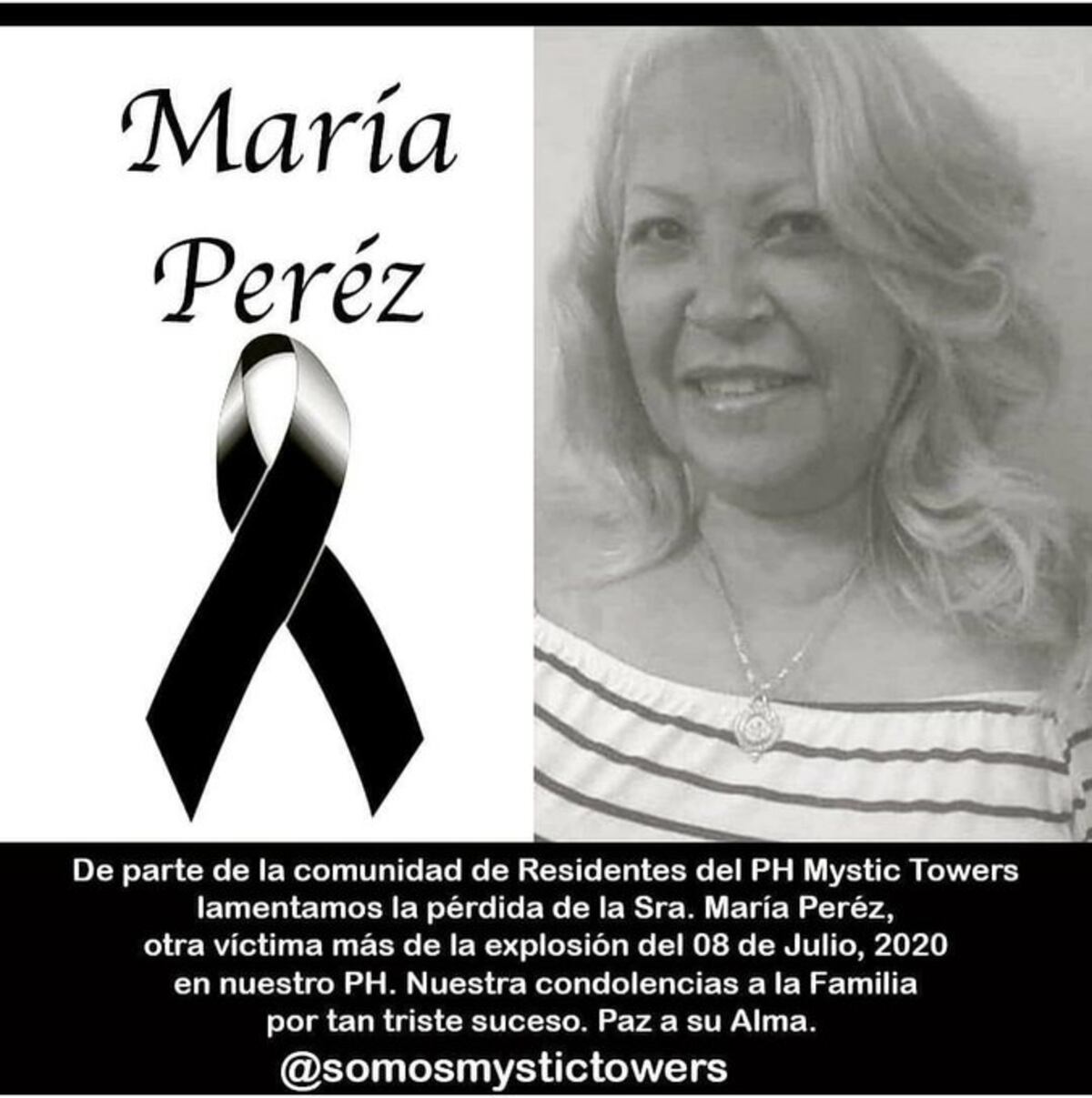 Emanuel pierde a su abuela, víctima de la explosión en Mystic Towers. Paz a su alma