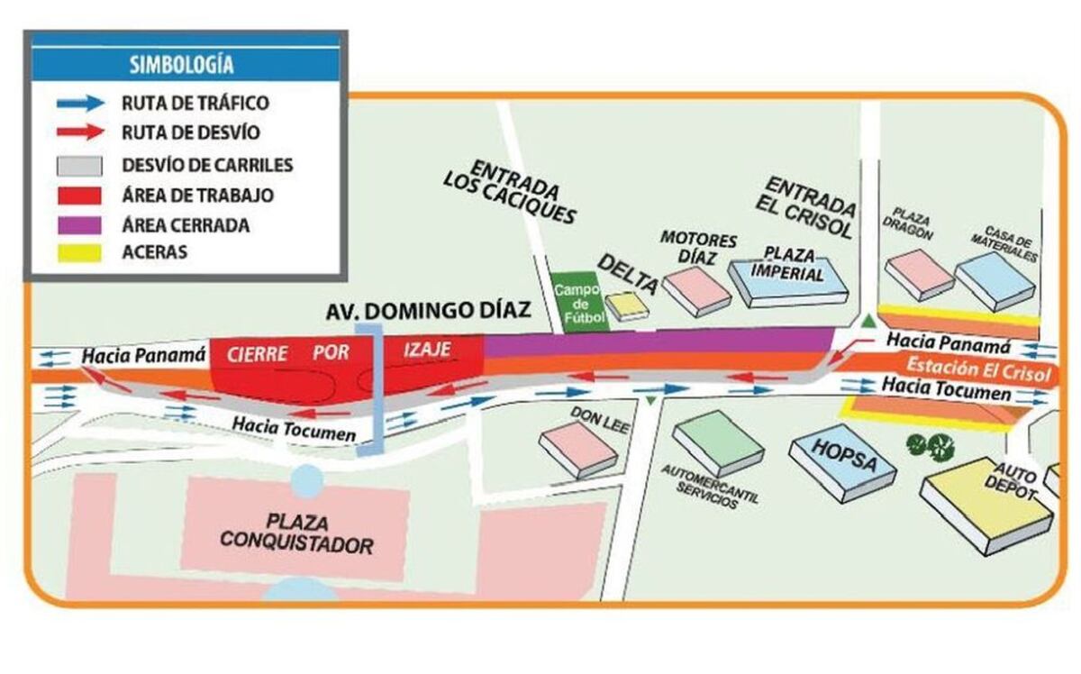 Montaje de vigas U del Metro obligan a cierres frente a Plaza Conquistador