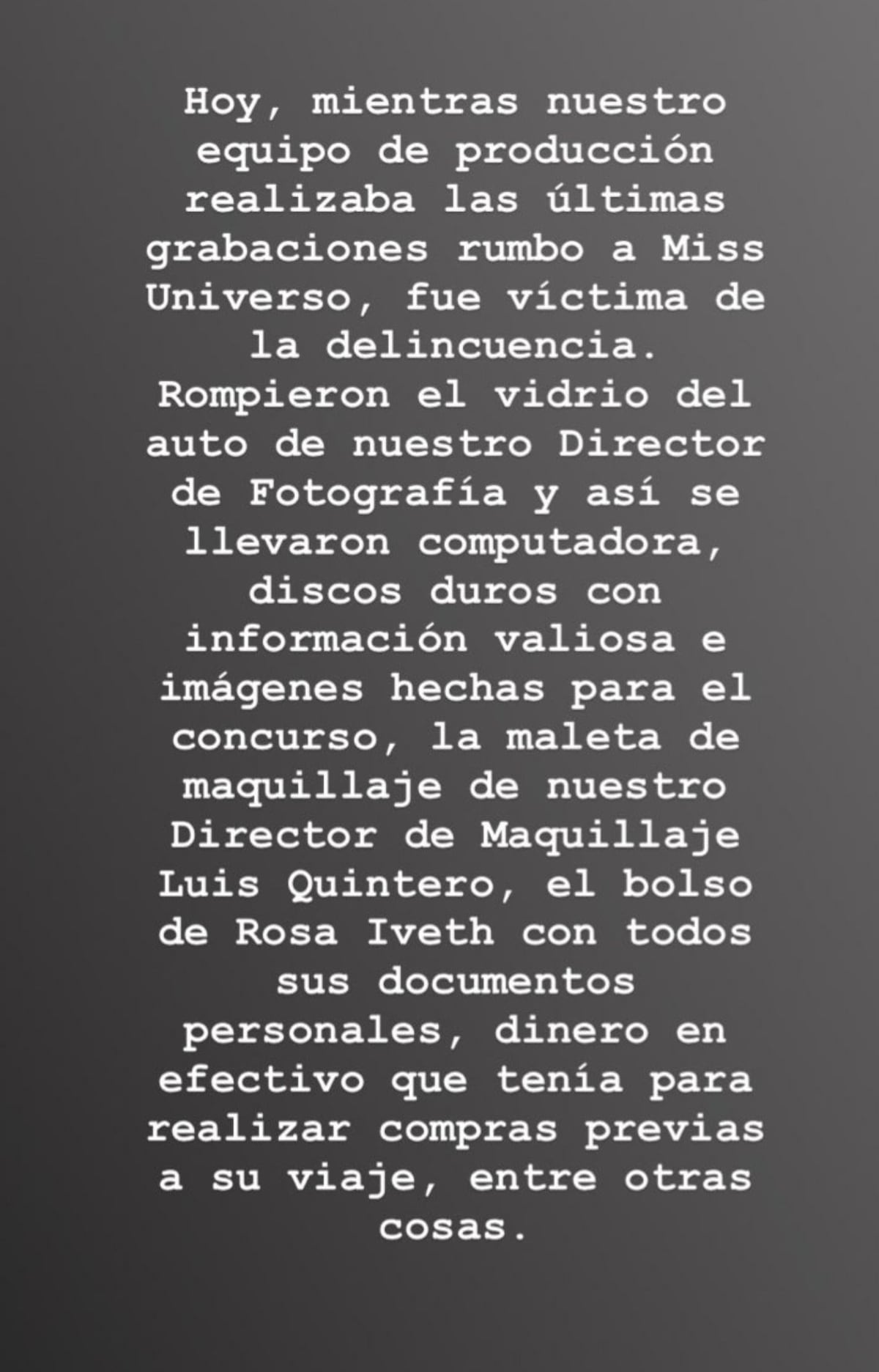 Le hurtan a la Señorita Panamá, Rosa Montezuma. Se llevaron de todo