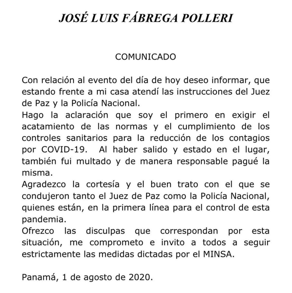 Pícaro y sinvergüenza. Fábrega viola la cuarentena en la playa y felicita a juez de paz por multarle. Video