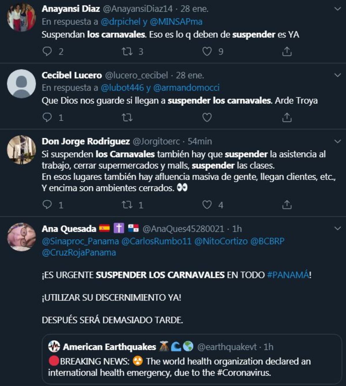 Panameños piden al Gobierno que se suspendan los Carnavales tras la alerta mundial que declaró la OMS