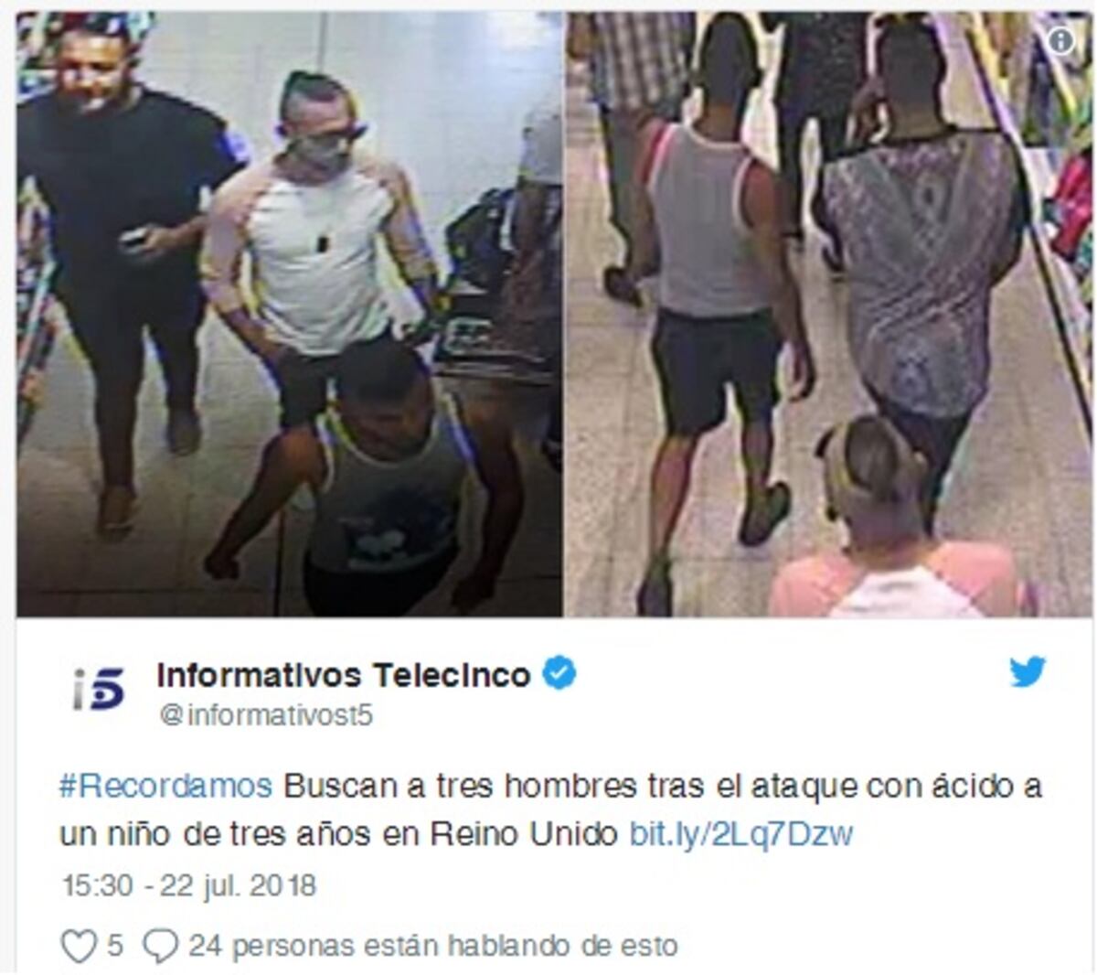 Niño de tres añitos es atacado con ácido en un supermercado