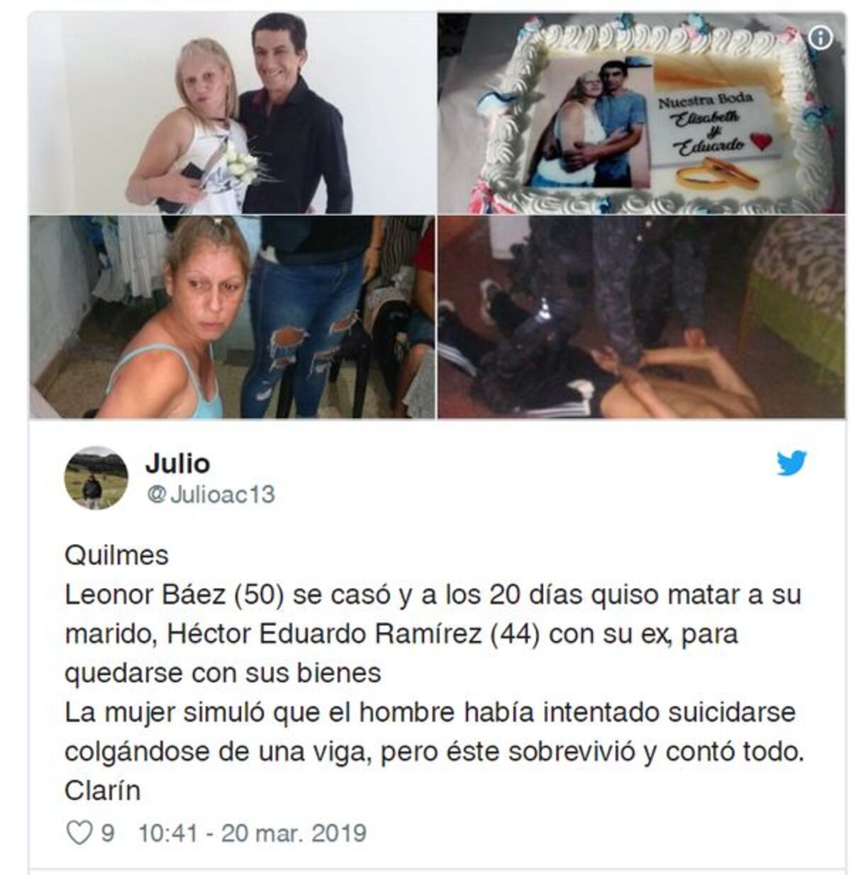 Intentó matar a su esposo simulando un suicidio, a los 20 días de su boda