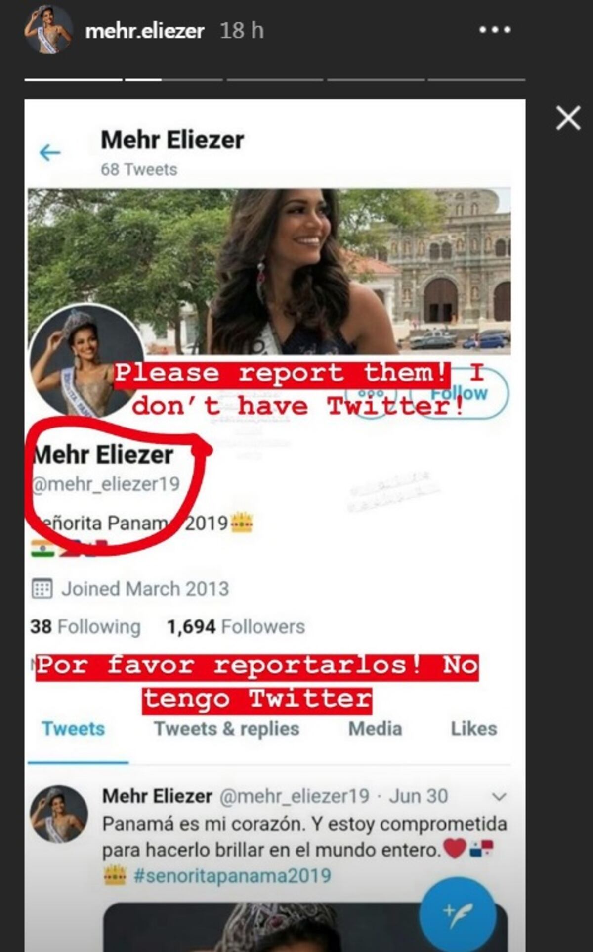 Señorita Panamá pide que reporten cuenta de Twitter falsa