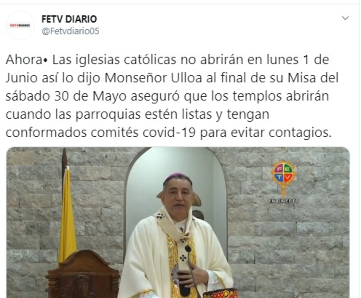 'No podemos morir llegando a la orilla’. Iglesias católicas no abrirán este lunes, advierte monseñor Ulloa