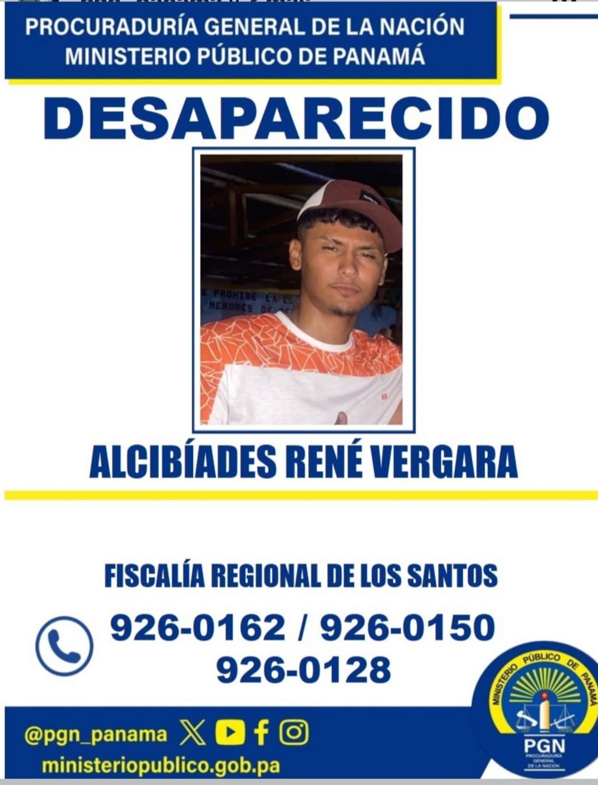 ¿Dónde está Alcibíades? El joven que fue visto por última vez en Las Tablas y no regresó a casa