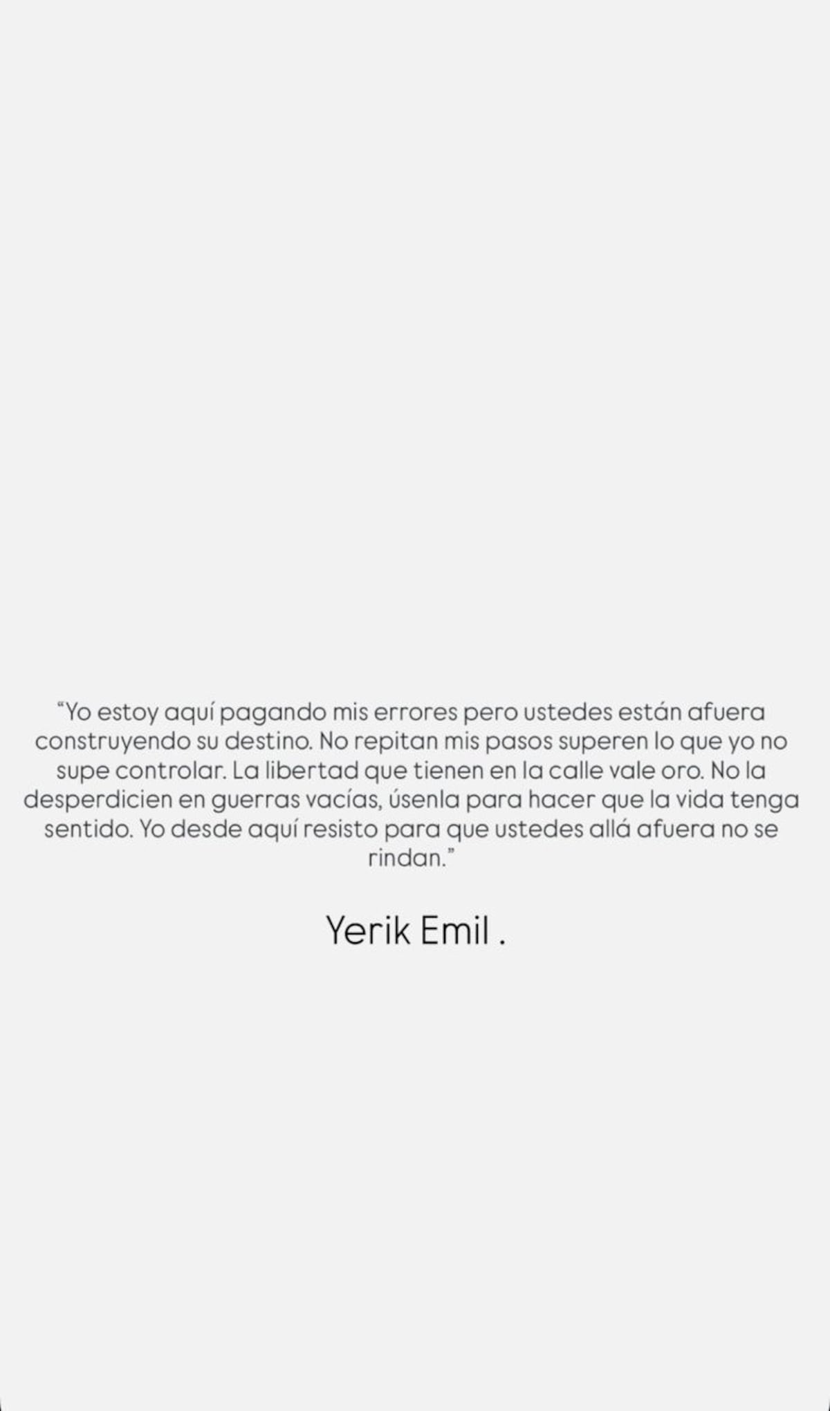 Yemil habla desde la celda: ‘La libertad que tienen vale oro’