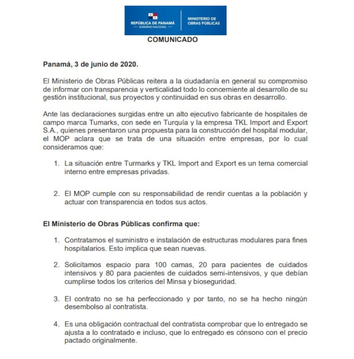 El MOP no ha pagado aún por la construcción del hospital modular