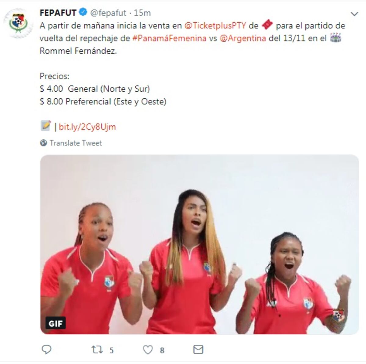 Este lunes arranca la venta de boletos para el juego de la 'sele' femenina