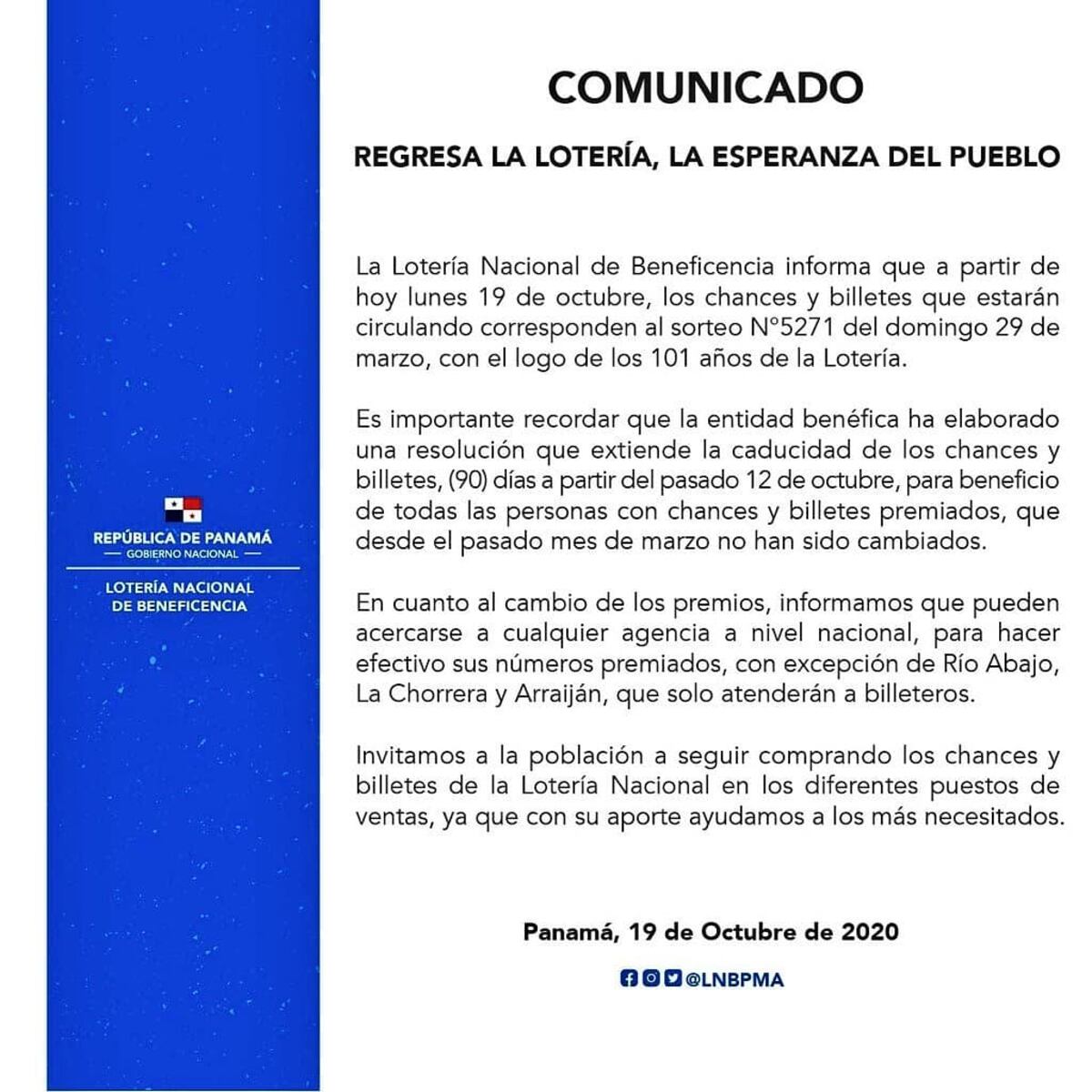 Para los compradores. Chances y billetes que circularán a partir de este lunes en Panamá serán con fecha del 29 de marzo