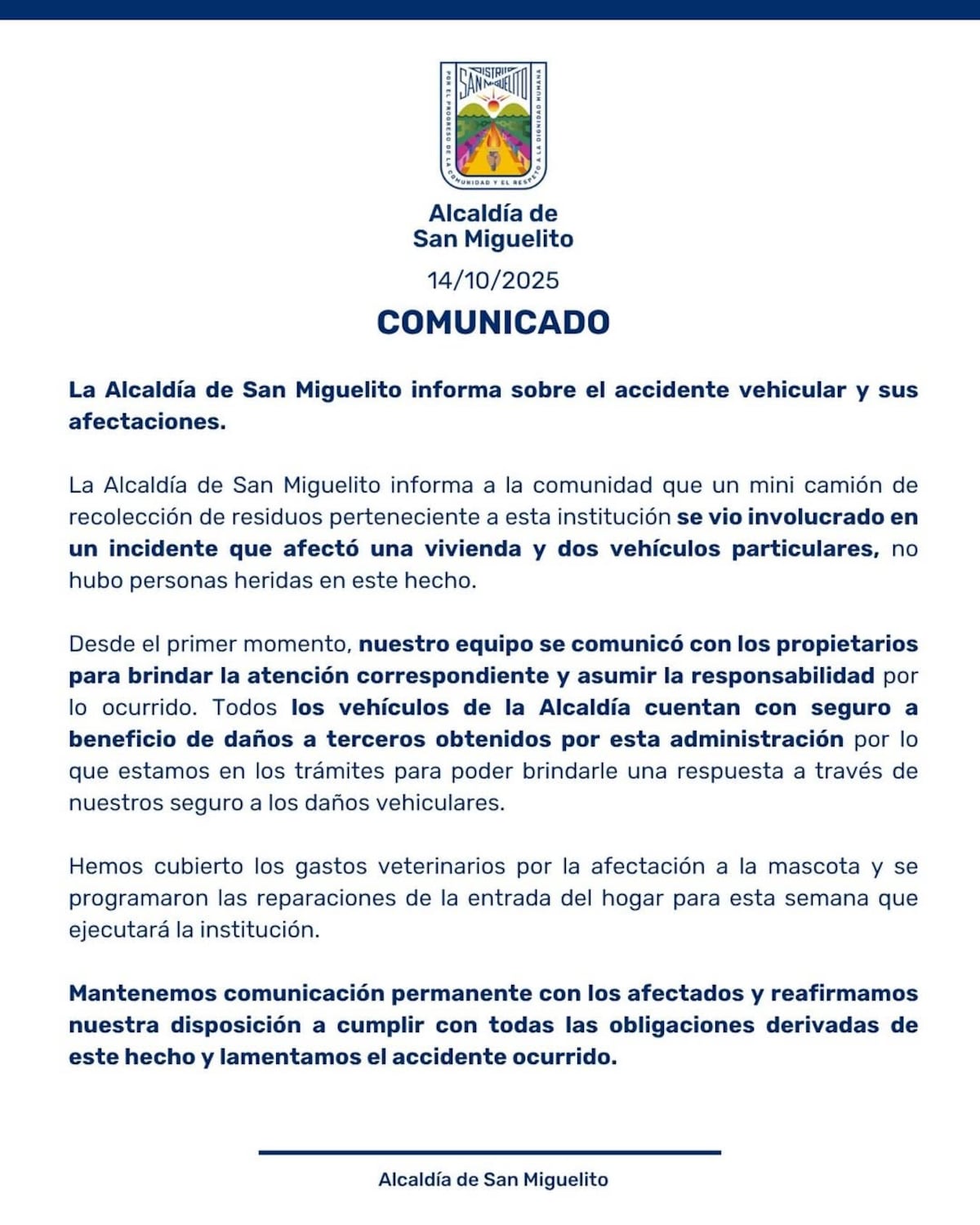 Alcaldía de San Miguelito rompe el silencio tras accidente de camión