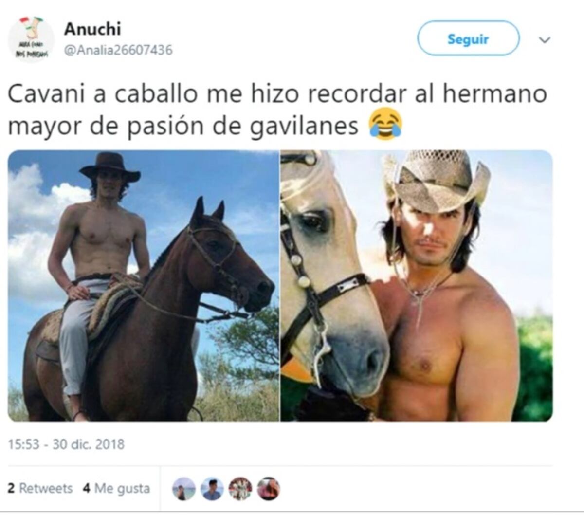 Luego de publicar una foto cabalgando le llueven los memes a Edinson Cavani