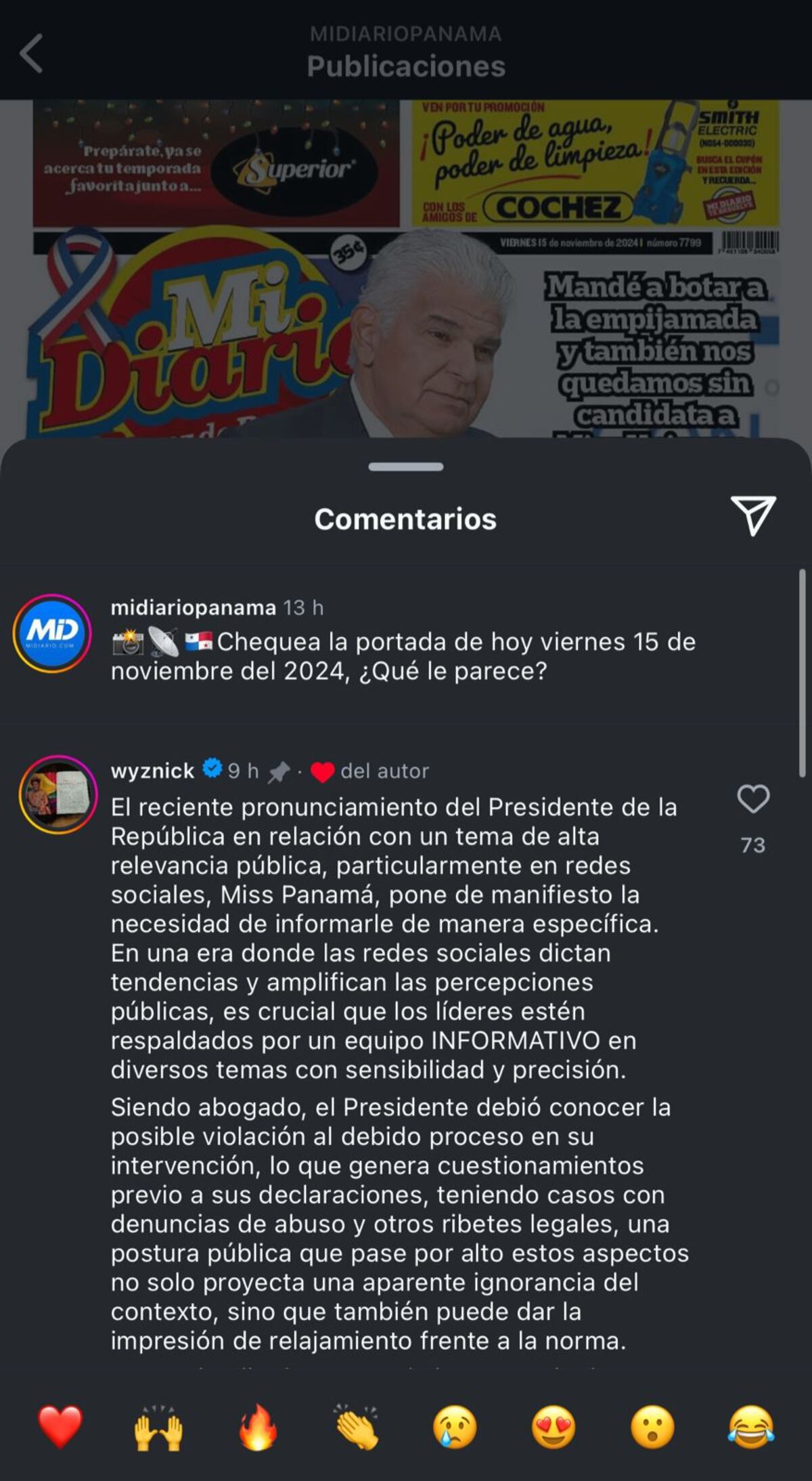 Giovanni ‘La Wyznic’ Ortega: A Mulino ‘siendo abogado, el presidente debió conocer la posible violación al debido proceso en su intervención’