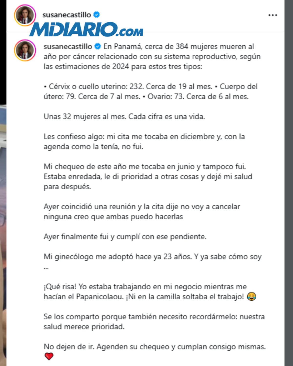 ¡INSÓLITO! La periodista Susan Elizabeth Castillo muestra cómo trabaja mientras le hacen el ‘Papanicolau’ para concientizar sobre el cáncer