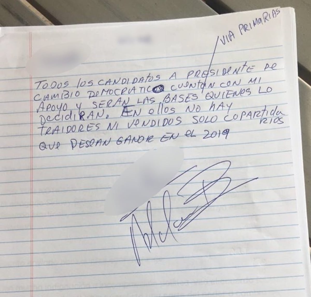 Martinelli le sigue enviando cartas desde la prisión en Miami a copartidarios