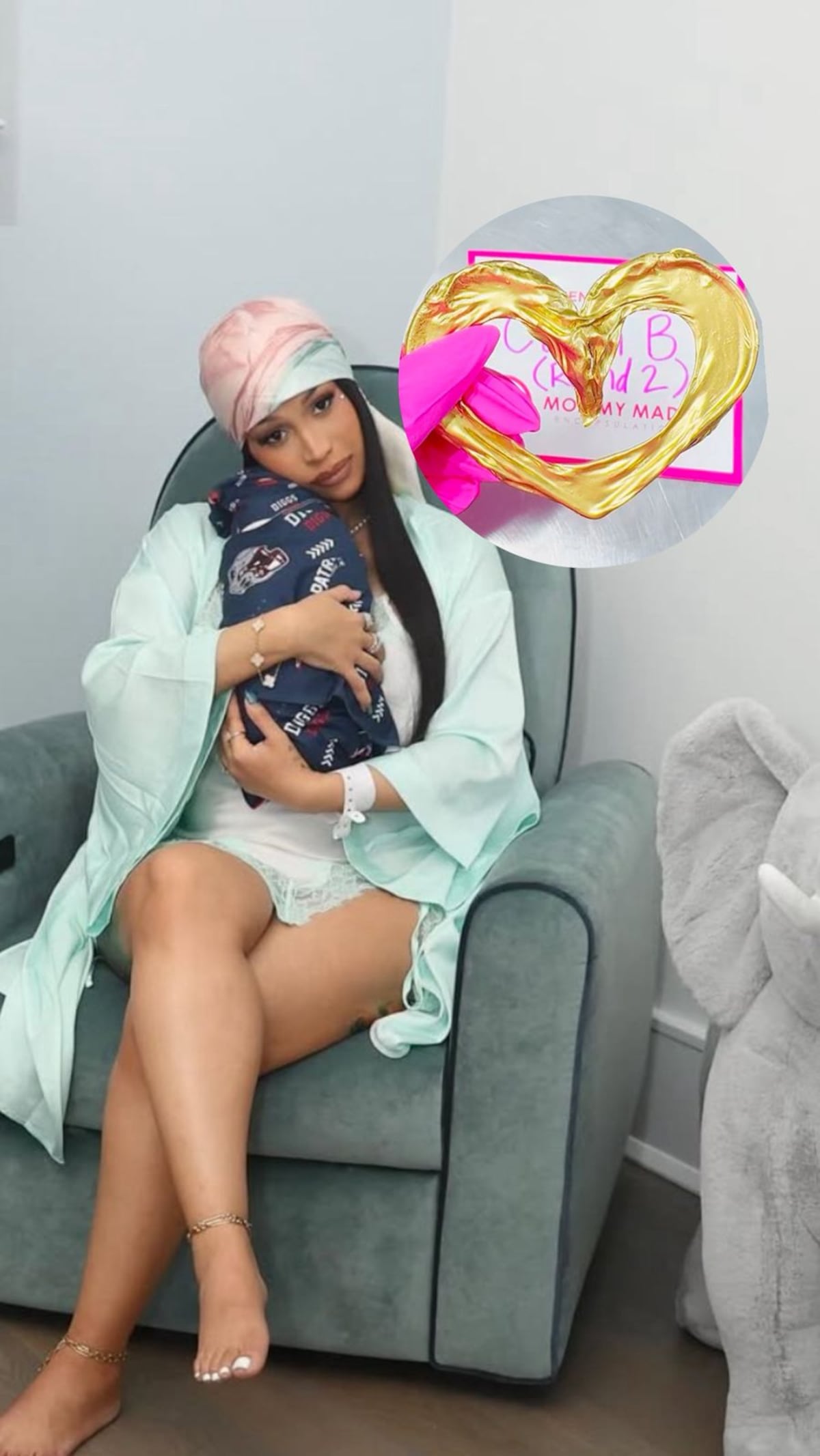 ¿Cordón umbilical de oro? El lujoso recuerdo de Cardi B por el nacimiento de su bebé