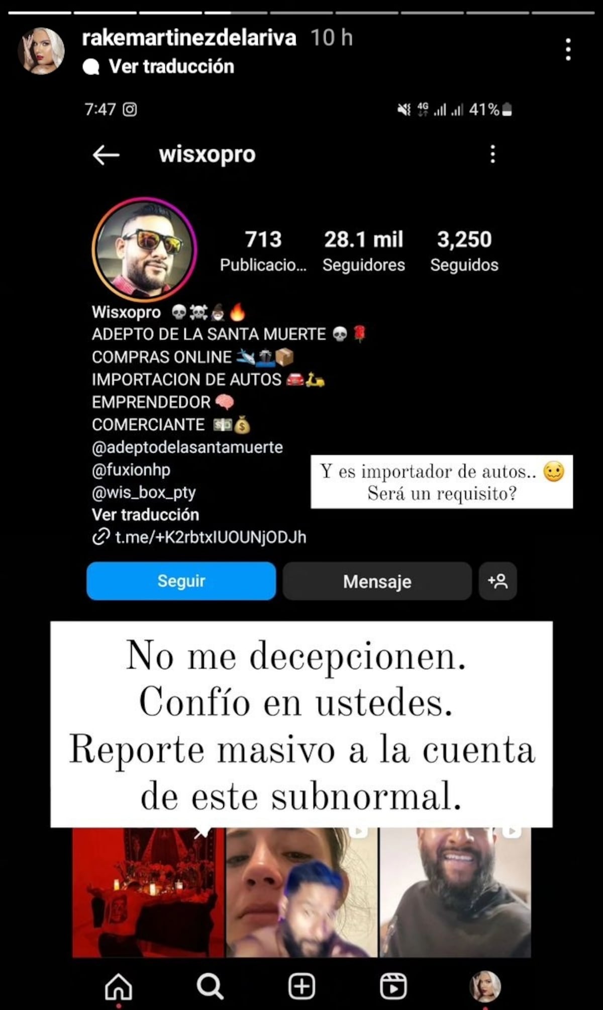 Piden denunciar masivamente los videos de Wisxopro donde se burla de las víctimas de maltrato, Rake y Joseline