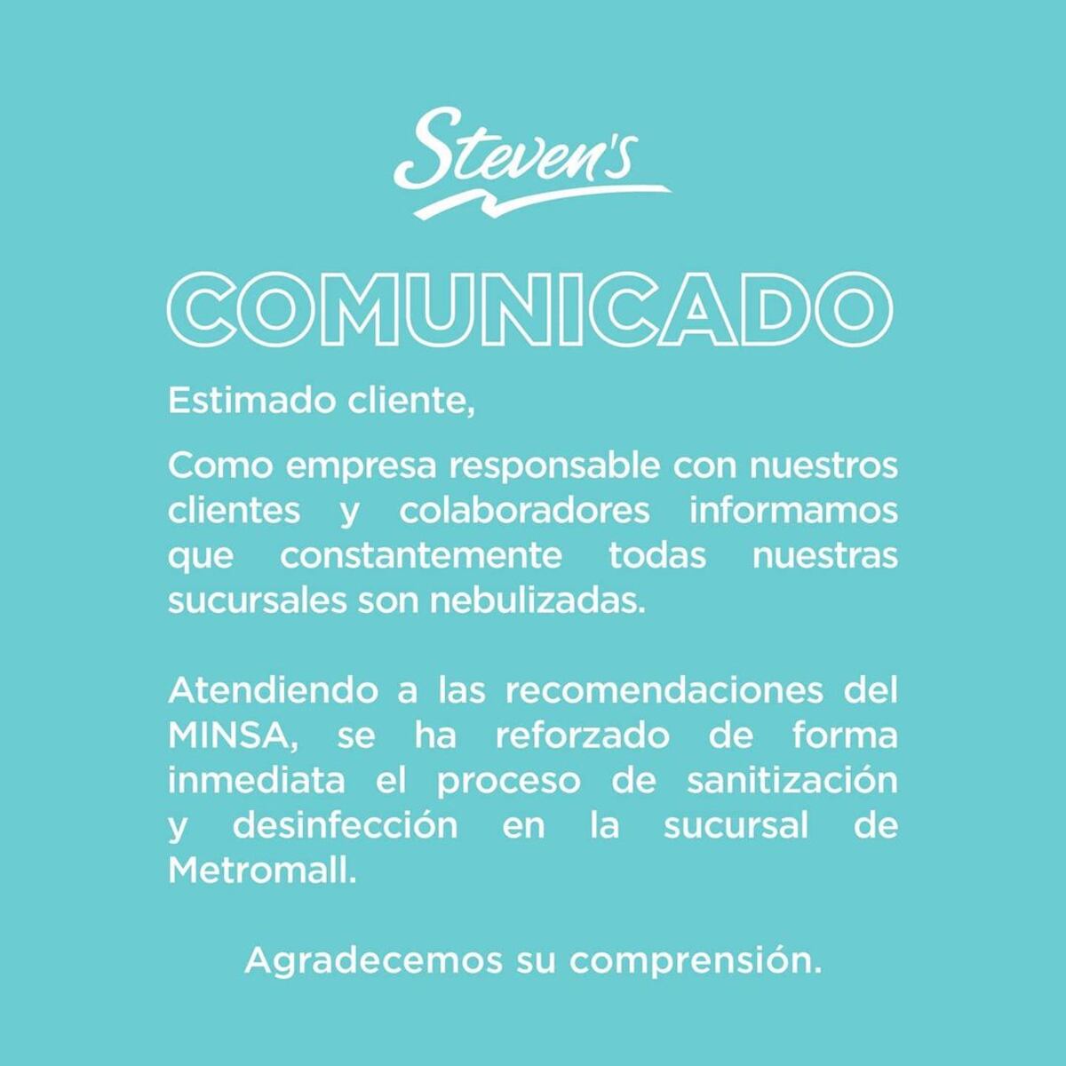 Cierran Stevens de Metromall para nebulizarlo por covid. Detectaron varios casos