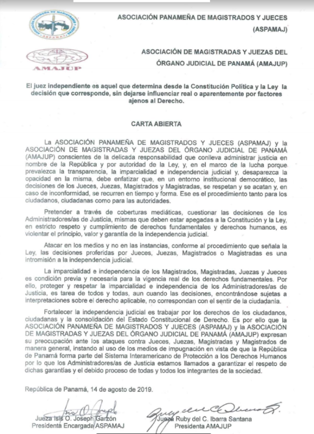 Magistrados y Jueces rechazan críticas ciudadanas a las decisiones judiciales 
