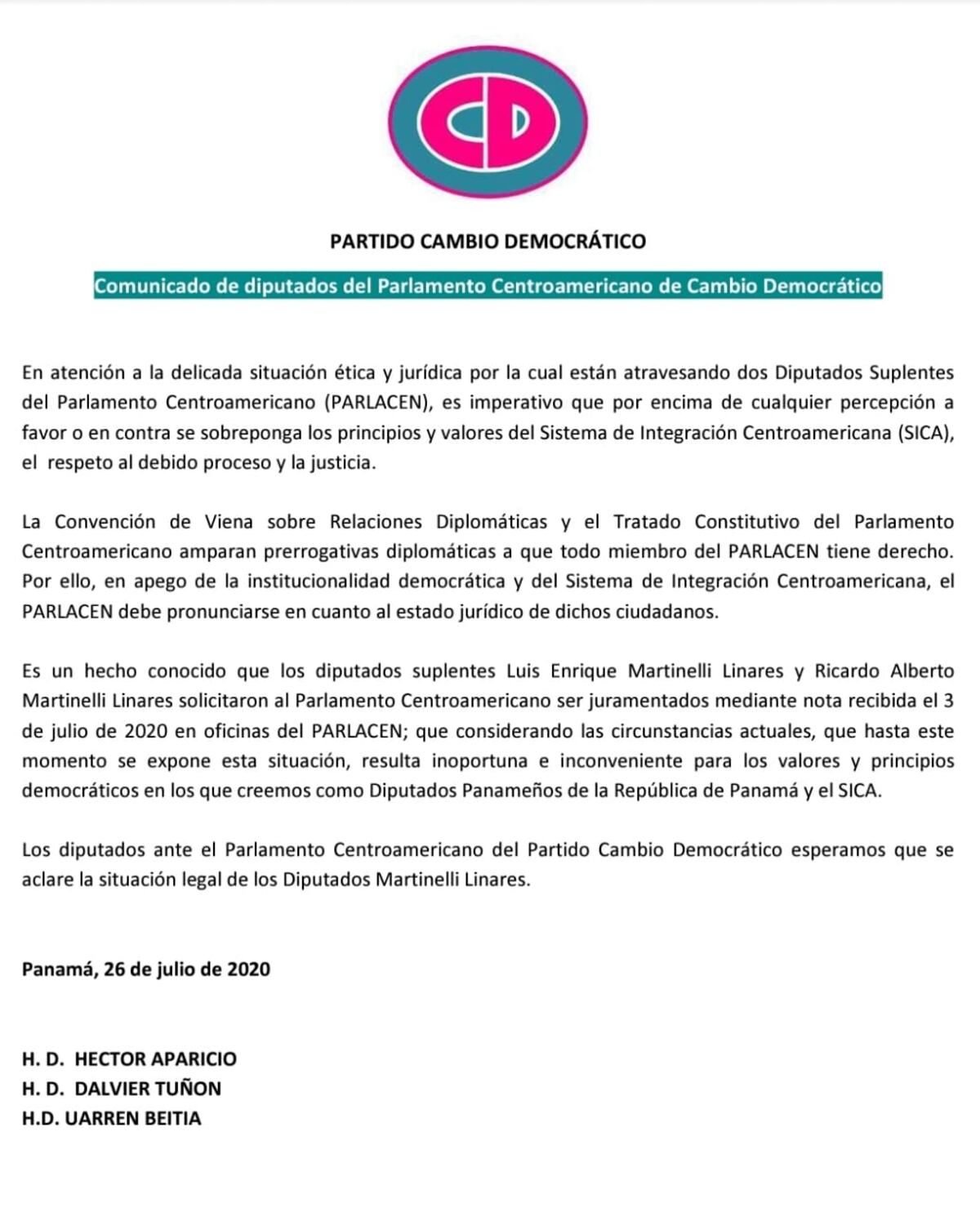 ‘Inoportuna e inconveniente’ es la solicitud de juramentación de los hermanos Martinelli en el Parlacen