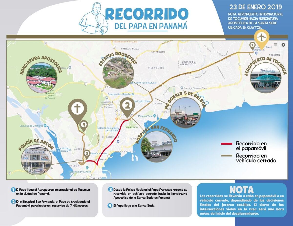 Estos son los 23 desplazamientos que realizará el Papa Francisco durante la JMJ