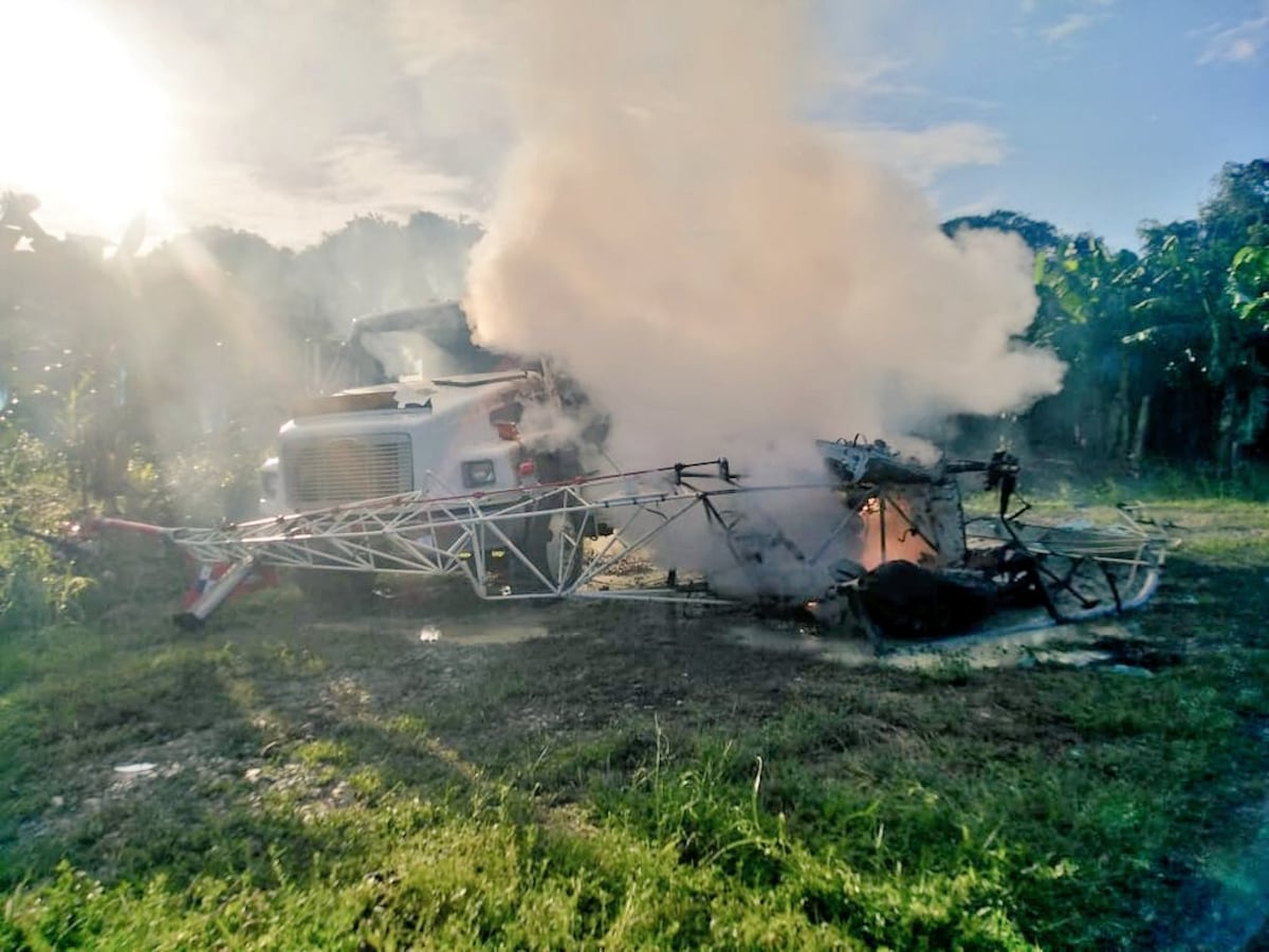 Helicóptero se estrella contra camión de combustible en Changuinola. Hay un herido