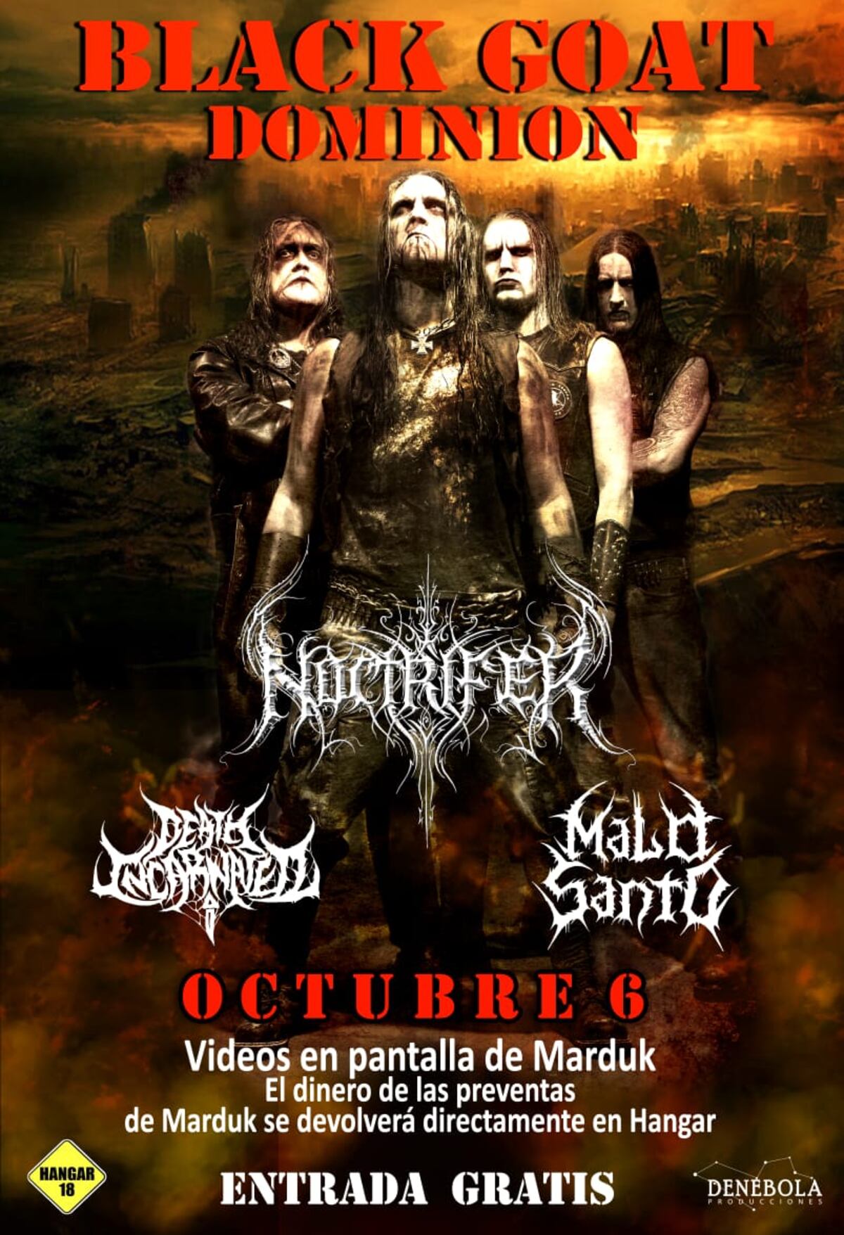 Devolverán dinero del concierto de Marduk este sábado y harán show gratis