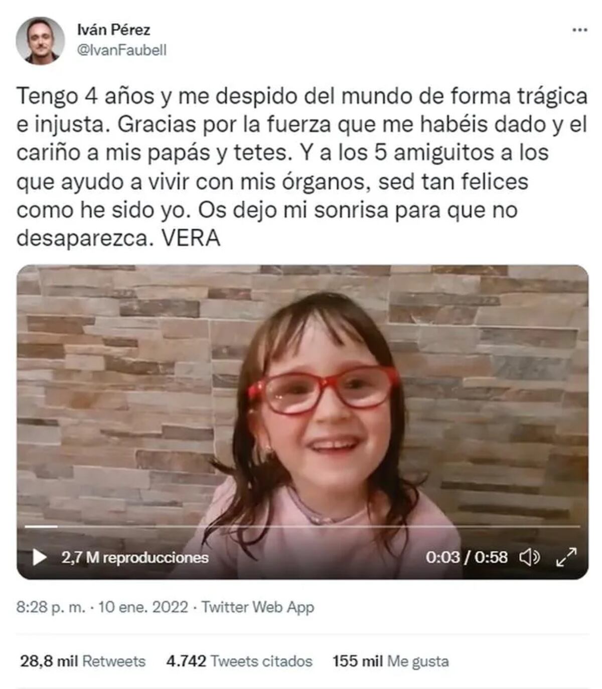 Padre de la niña que murió al volarse un castillo inflable compartió un conmovedor video