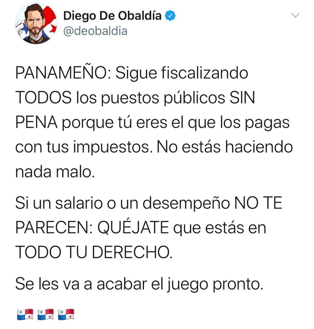 Diego De Obaldía invita a seguir fiscalizando los puestos públicos: ’Es tu plata. Es la plata de todos. Somos sus jefes’