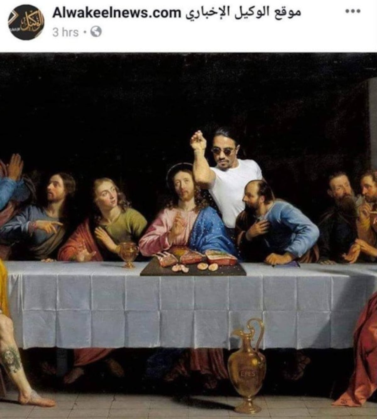 Arrestados dos periodistas por un meme de La última cena y Salt Bae. Foto
