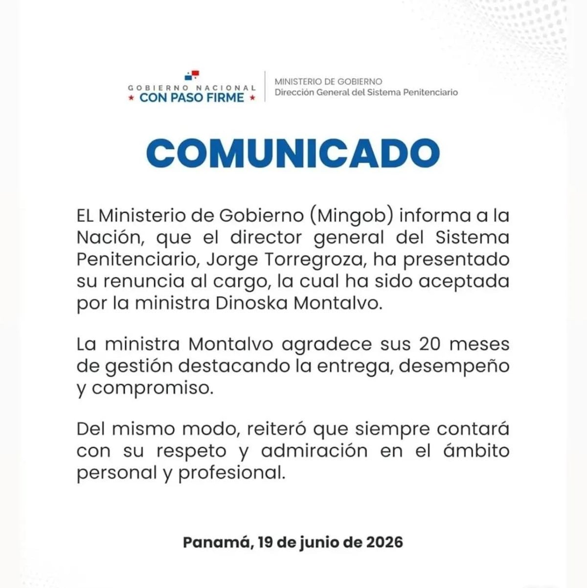 ÚLTIMA HORA: Renuncia Jorge Torregroza, director del Sistema Penitenciario
