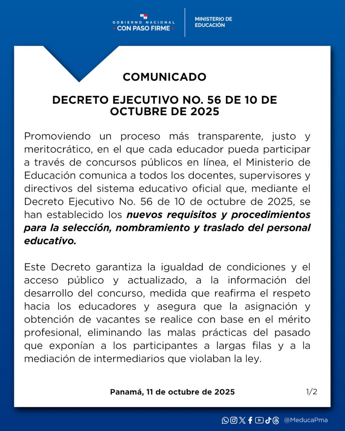 Meduca pone orden: nombramientos y traslados docentes serán 100% digitales