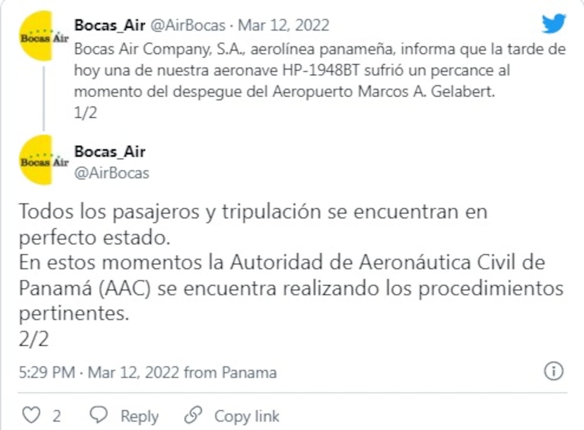 Avión pierde puerta en pleno vuelo rumbo a Bocas del Toro con 8 pasajeros a bordo