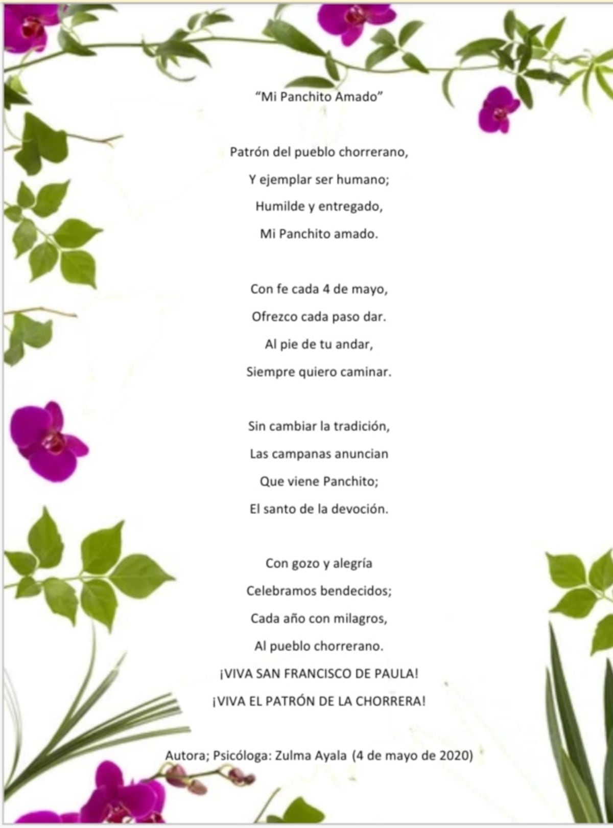 ¡Viva Panchito! Un ejemplo de caridad para todos los chorreranos