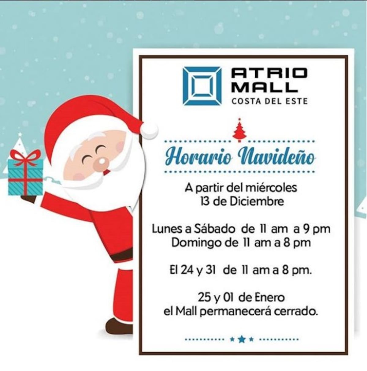 ¡TE INTERESA! Estos son los horarios decembrinos de los 'malls' de Panamá