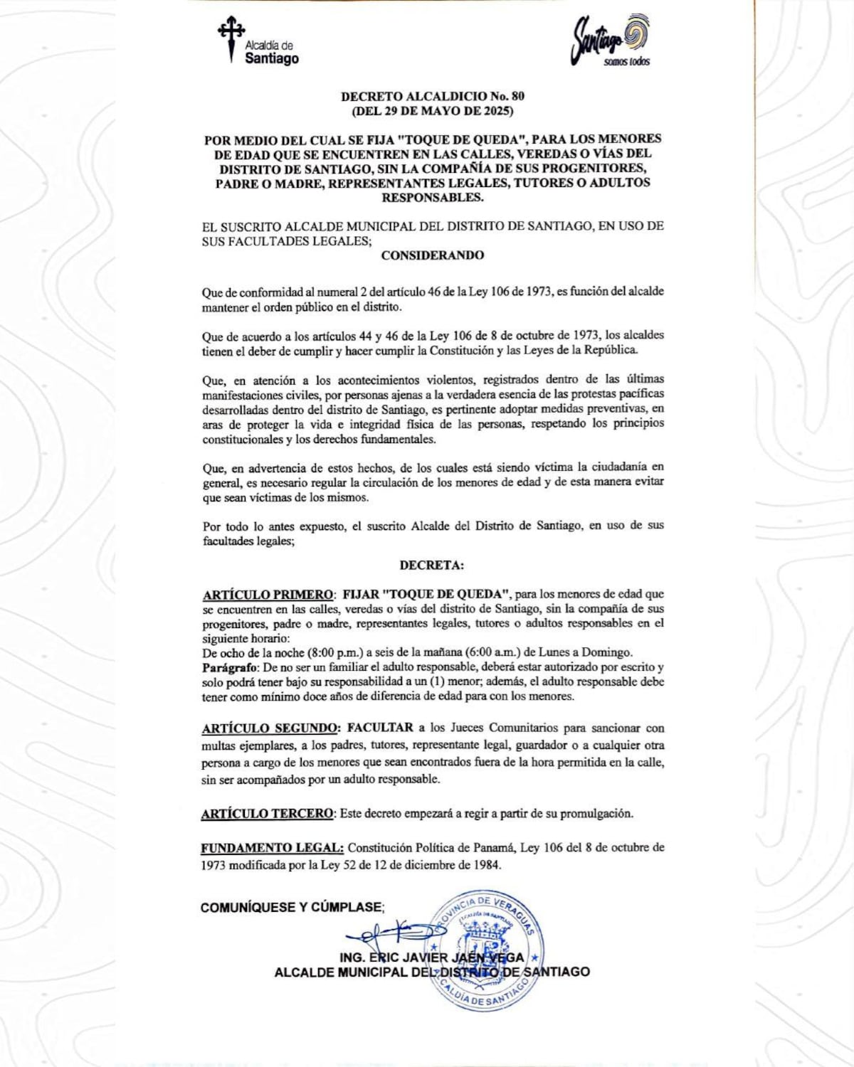 Santiago impone toque de queda para menores tras noches de disturbios