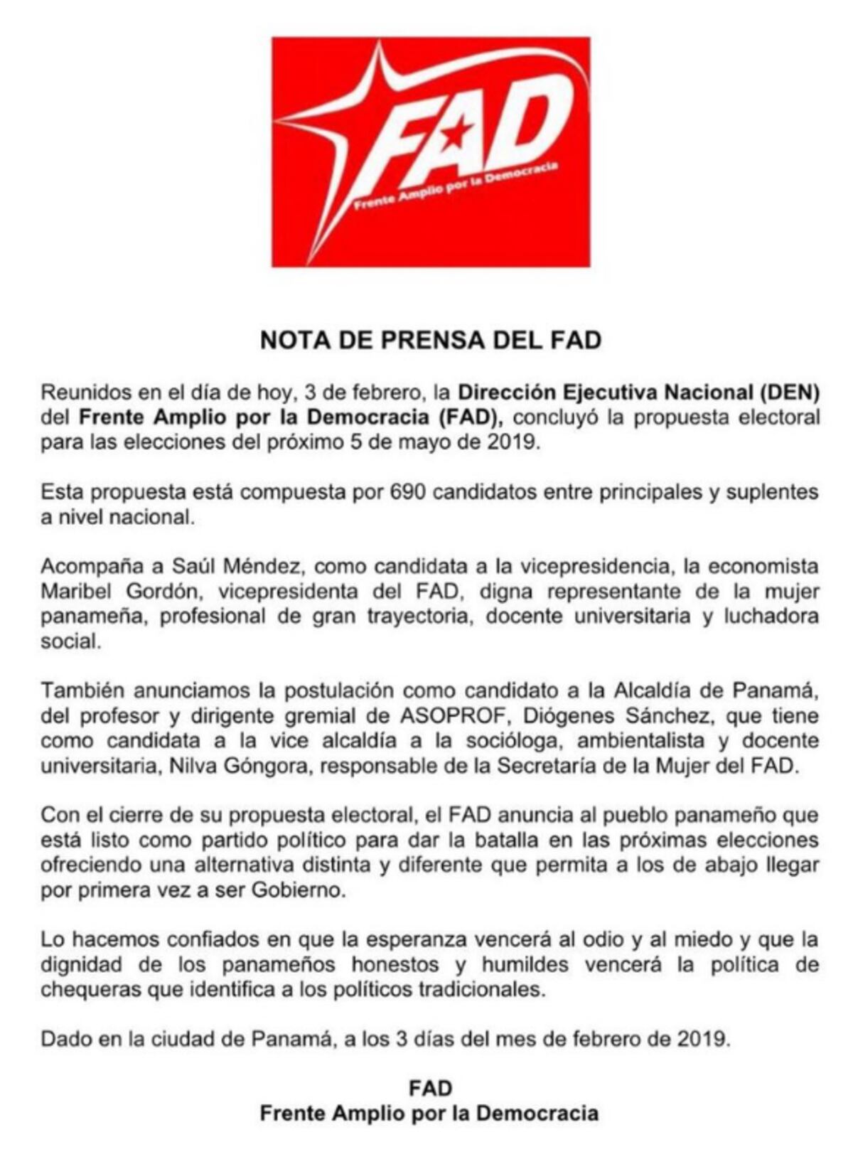 Saúl Méndez anunció su compañera de fórmula. Conócela 