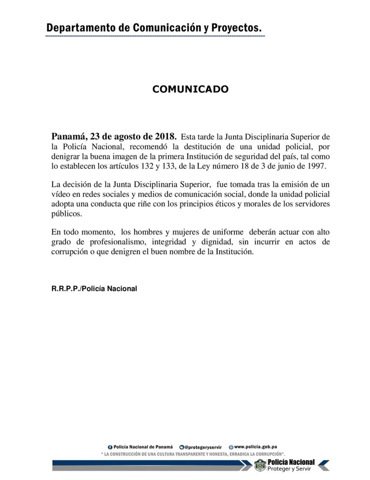 Botan al policía. Junta Disciplinaria recomienda destituir a uniformado acosador