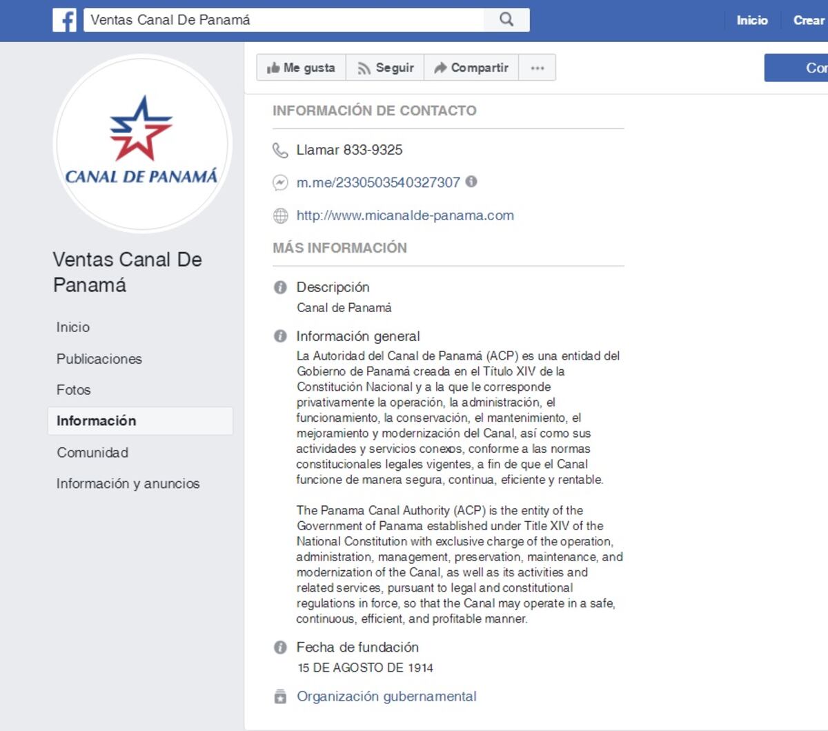 El Canal de Panamá denuncia cuenta de Facebook que usa su imagen para vender