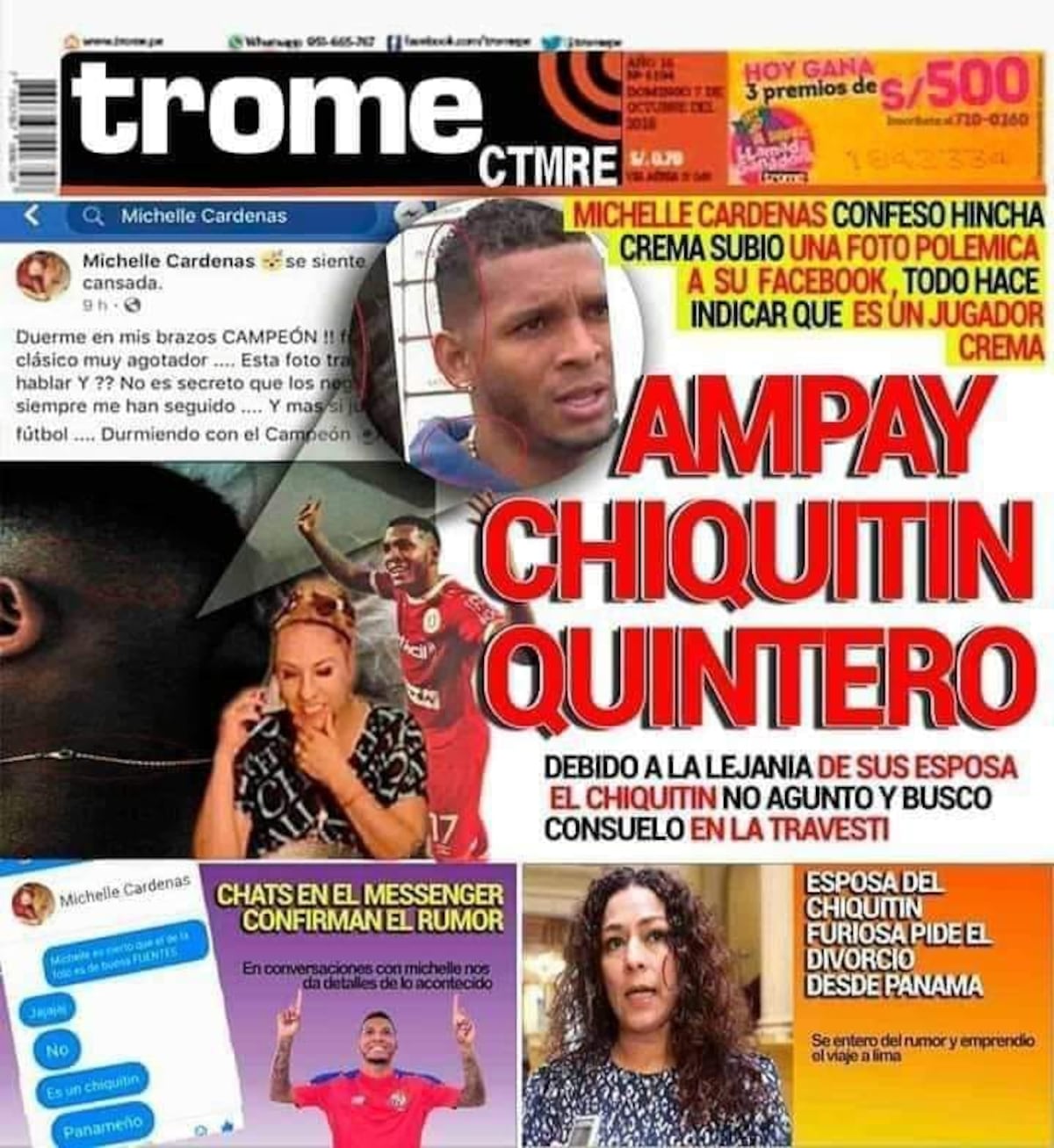 En Perú buscan dañar la imagen de 'Negrito' Quintero y lo asocian con transexual