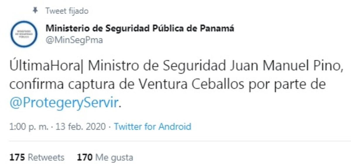 Recapturan al más buscado, Ventura Ceballos. Ministro de Seguridad lo confirma