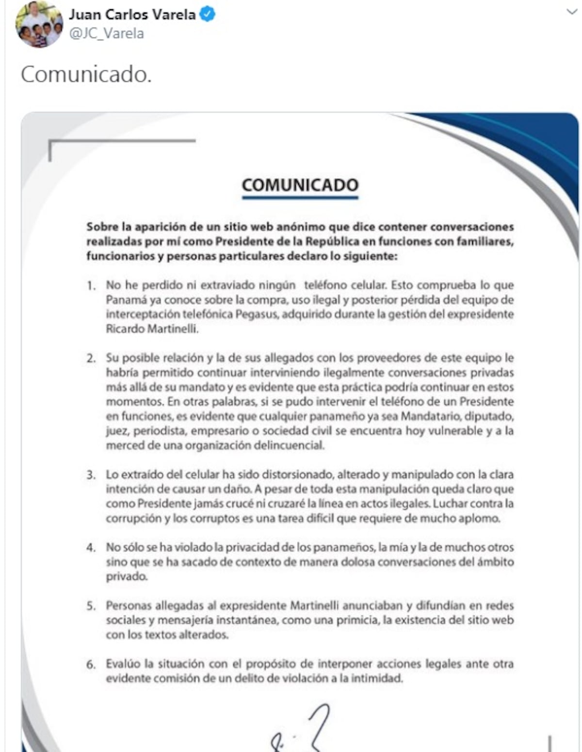 Varela deja el silencio. Reacciona a la filtración de los ‘VarelaLeaks’. Asegura que intervinieron su WhatsApp