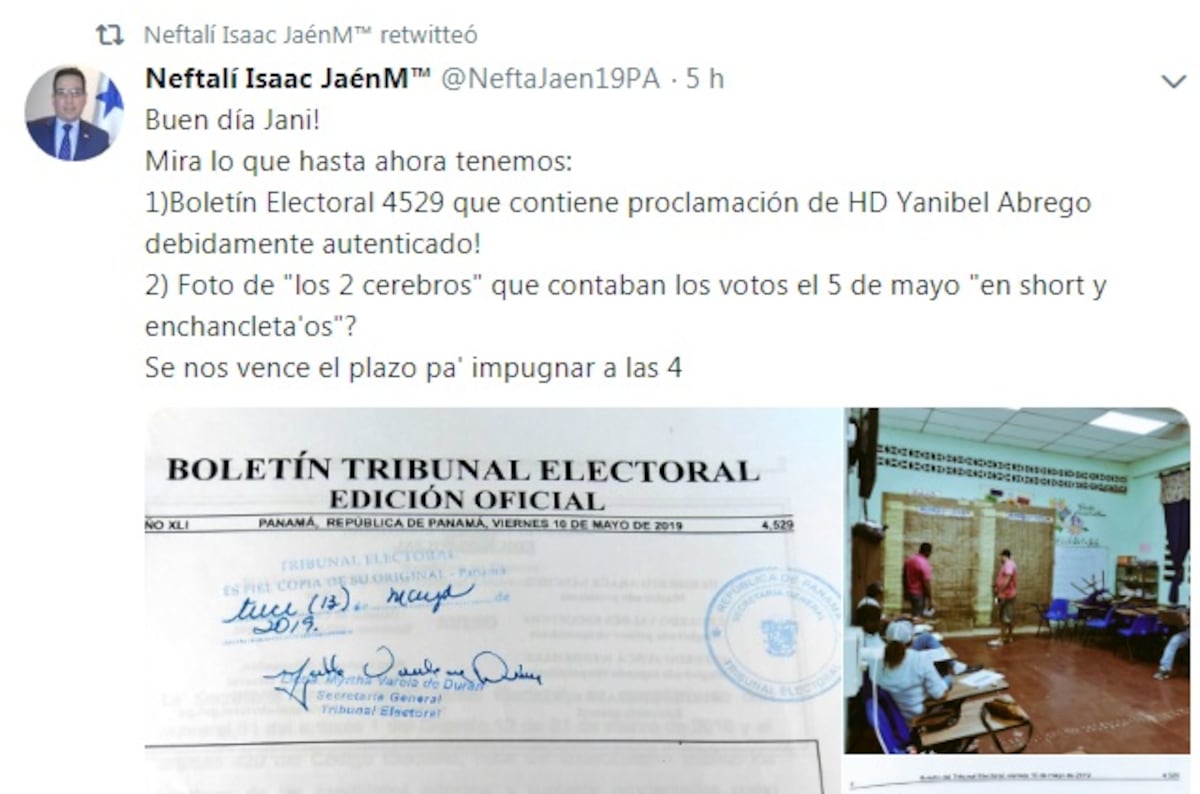 Corredera. A las 4:00 p.m. vence plazo para impugnar a Yanibel Ábrego