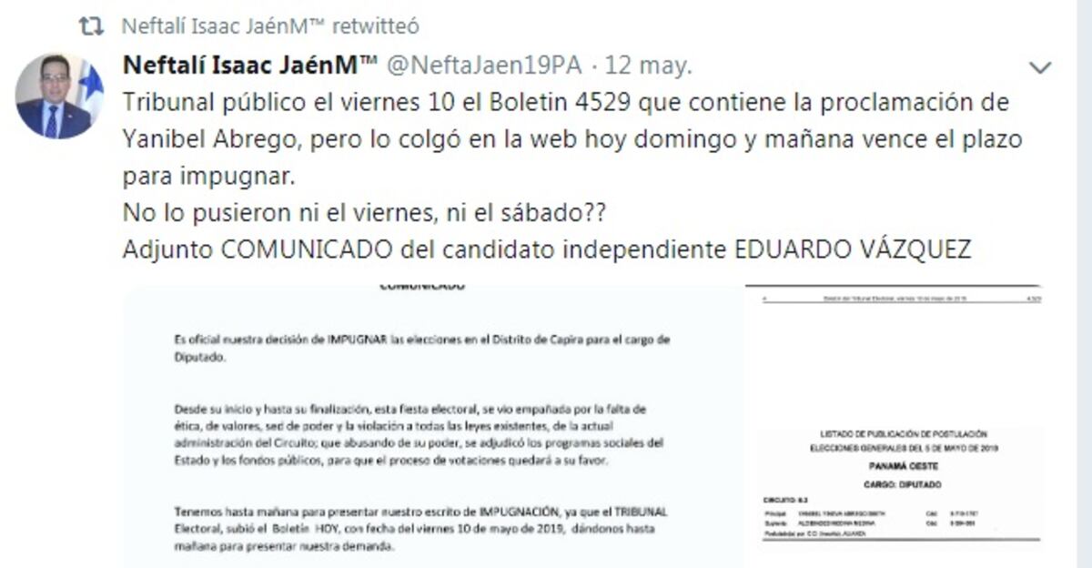 Corredera. A las 4:00 p.m. vence plazo para impugnar a Yanibel Ábrego