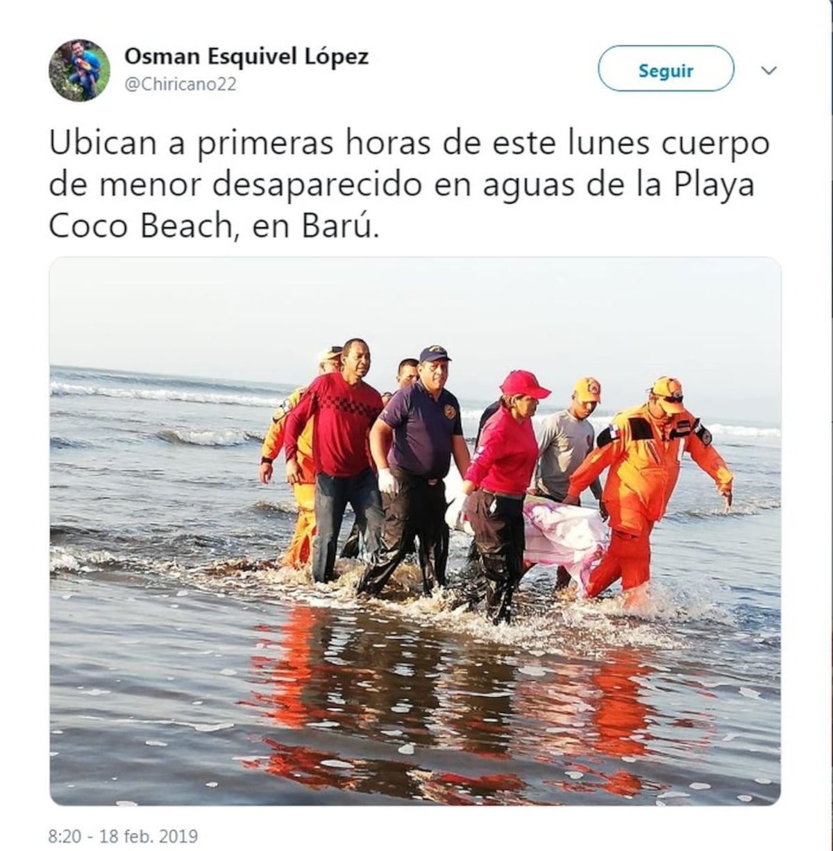 Encuentran sin vida a menor desaparecido en Playa Coco Beach en Barú