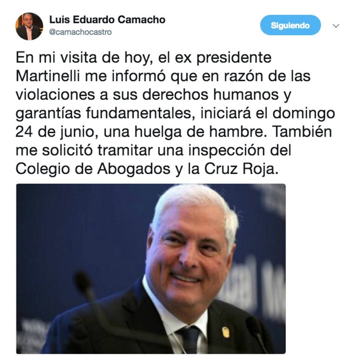 Audiencia a Martinelli va este lunes, pese a su huelga de hambre